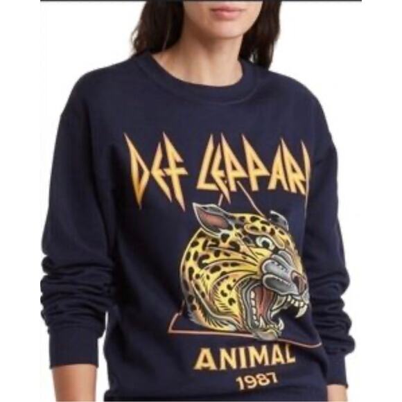 Def Leppard Crewneck Sweatshirt Adult Medium Animal  1987 Blue - Picture 1 of 2